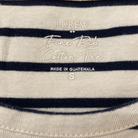 J Crew Factory Fine Rib Crewneck Tee in Black & White Striped, Size S - Picture 2 of 2